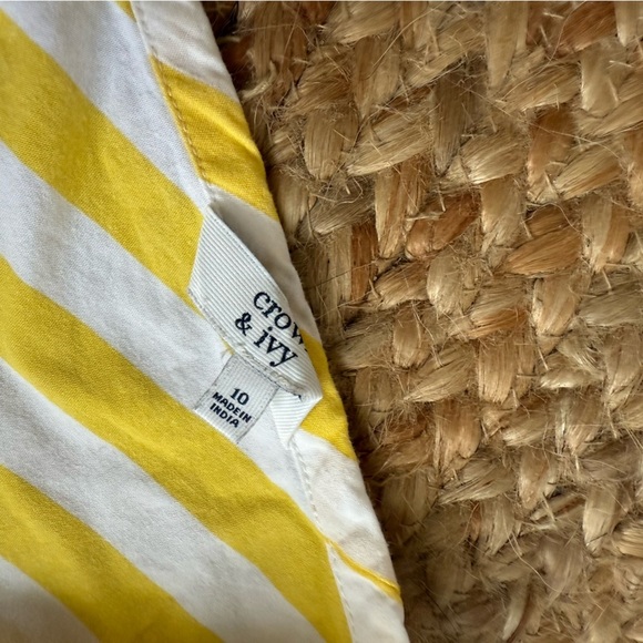 Crown & Ivy Size 10 Yellow & White Striped Sleeveless Cotton Dress w/ bow detail - Picture 3 of 6